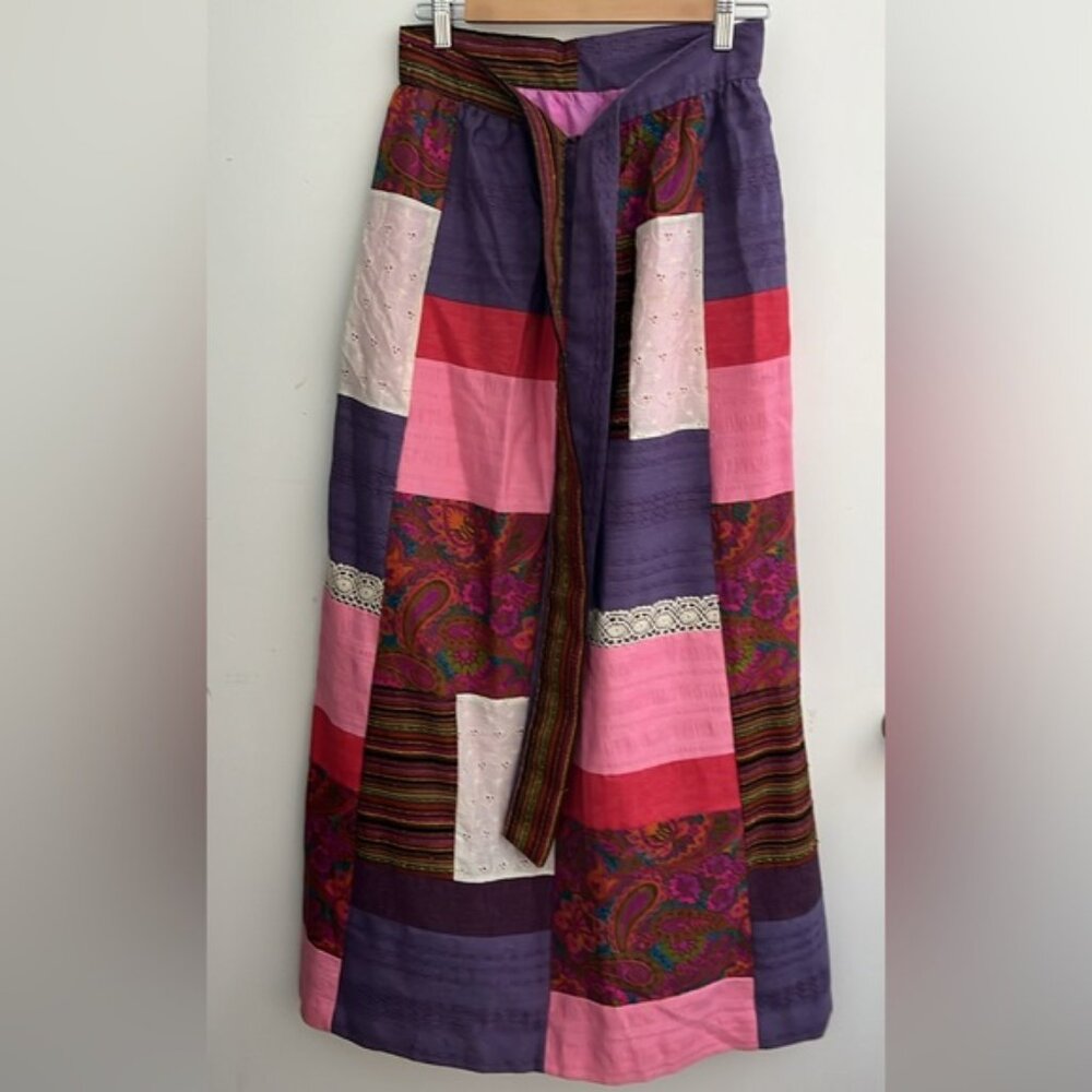 Vintage Colourful Patchwork Maxi Skirt View 4